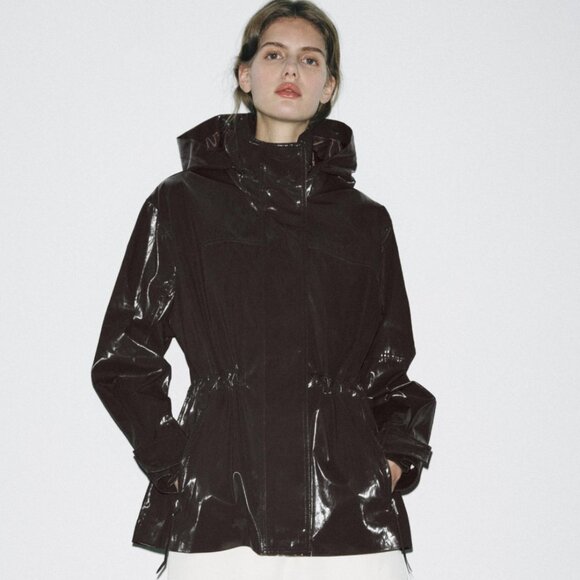 SHINY HOODED PARKA ZW COLLECTION - Picture 1 of 12